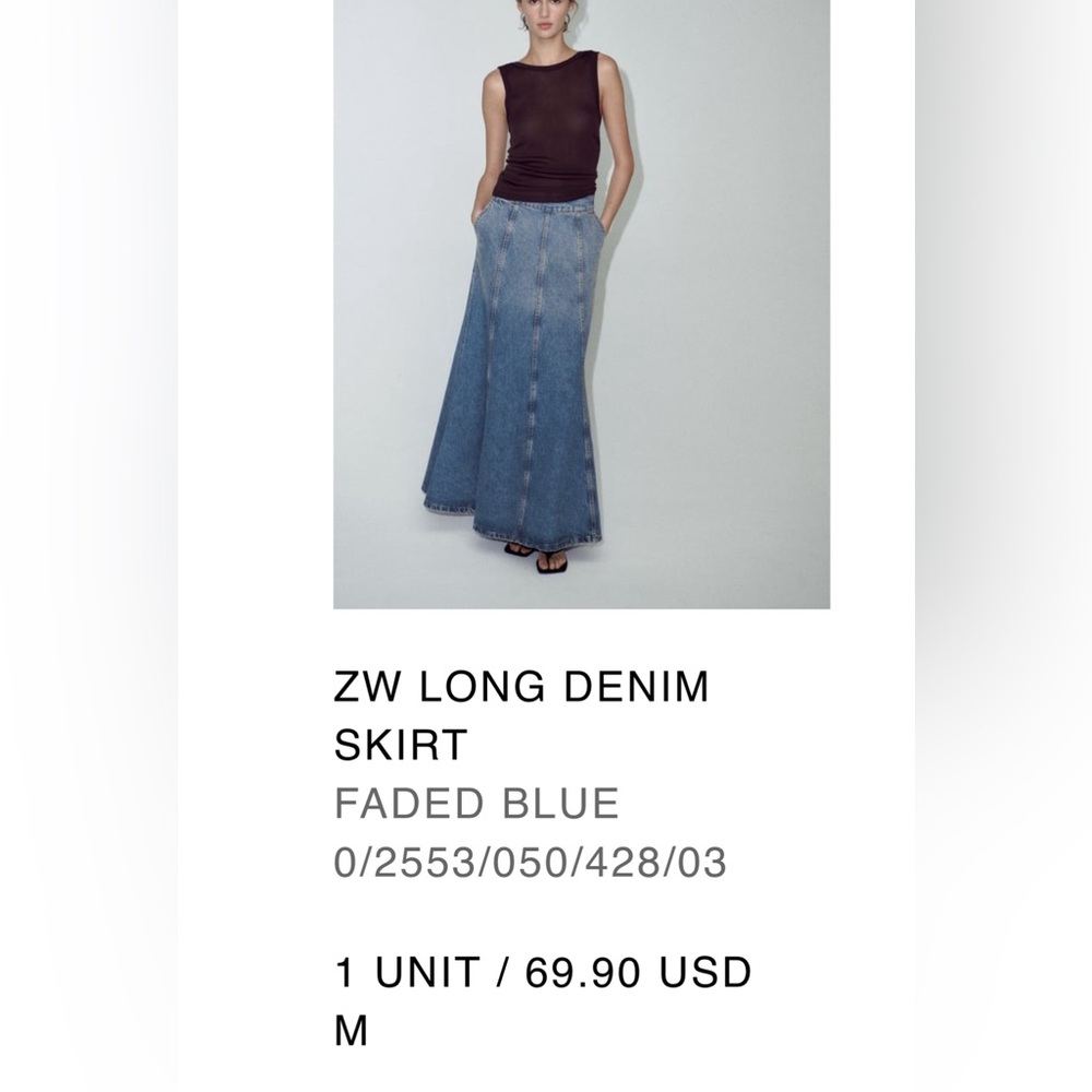 Zara skirt size medium M women’s denim long skirt